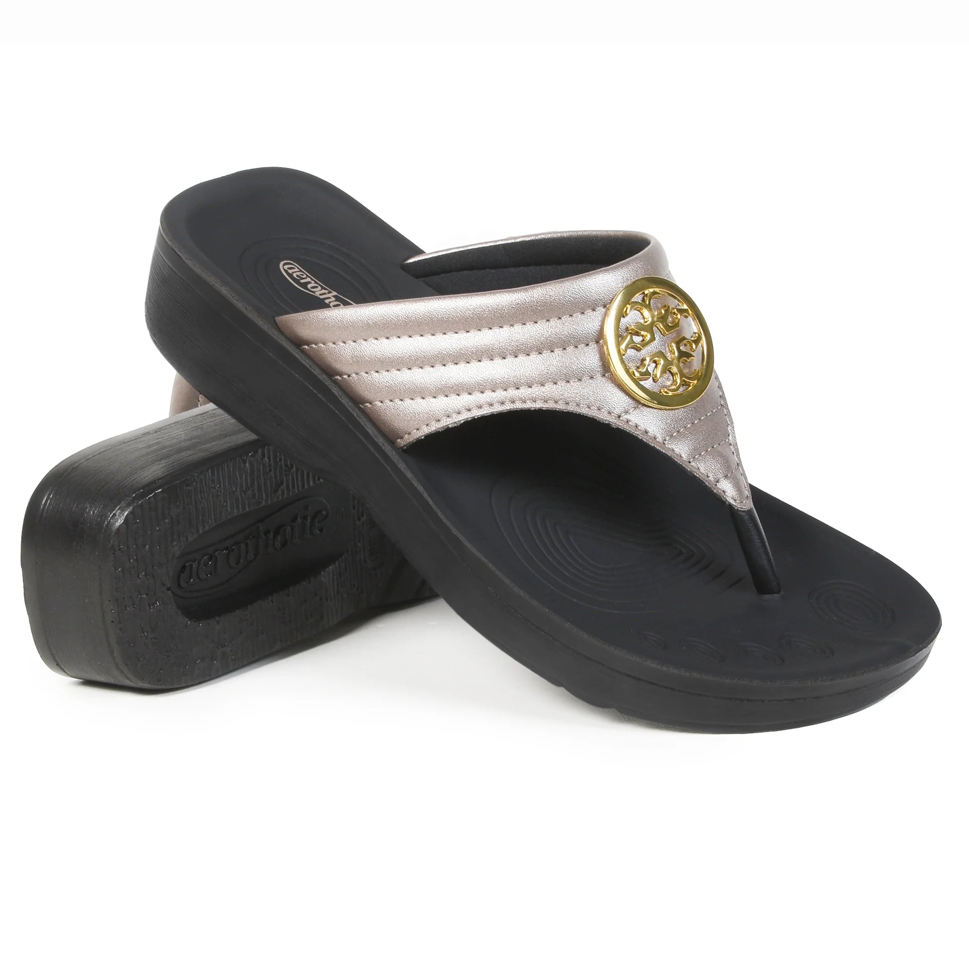 Aerothotic - Women's Walking Thong Sandals, Idelle - Brown (L0360)
